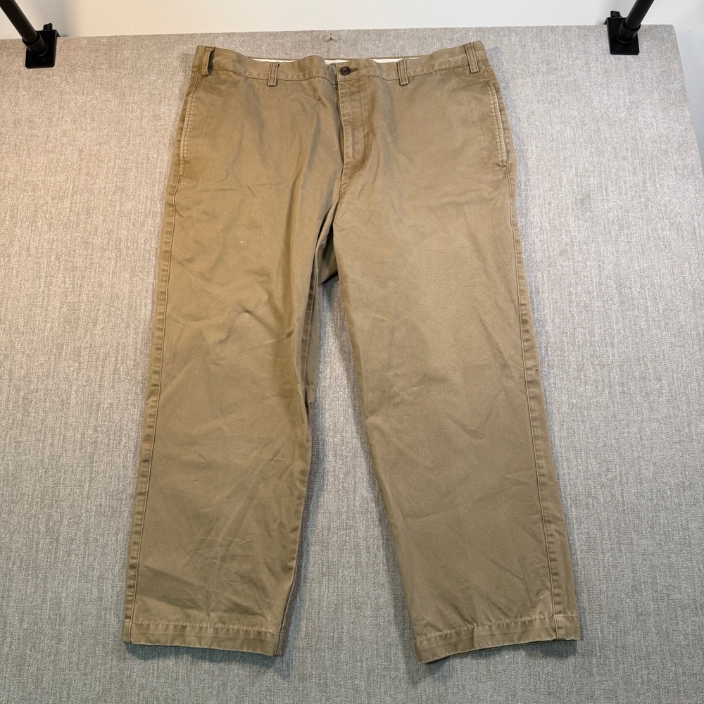 Orvis Trim Fit Chino Pants Mens 40 Khaki Tan 100% Cotton Straight Leg Flat Front